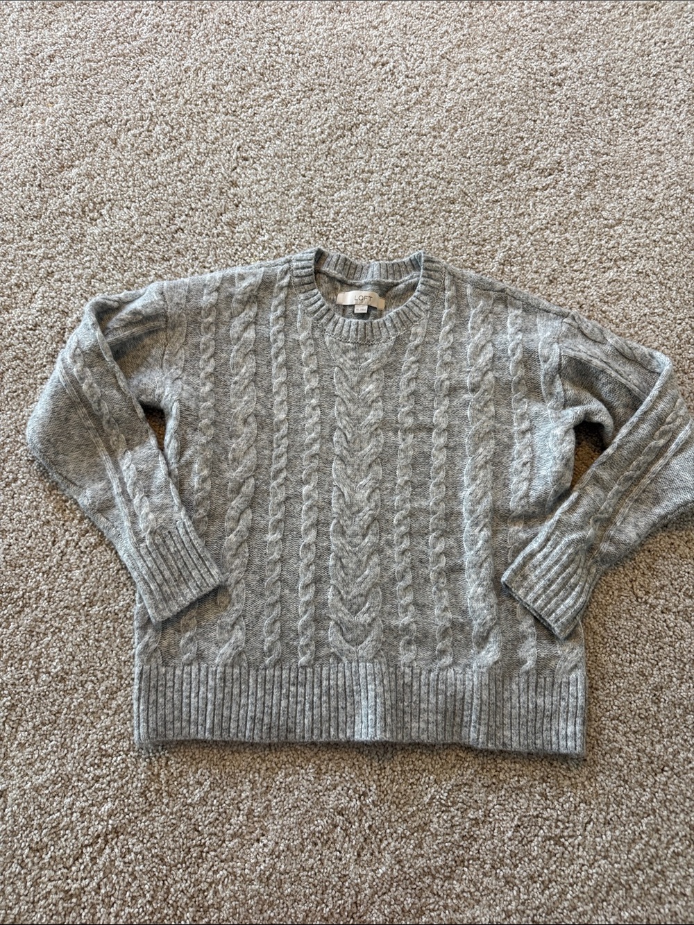 Loft Cozy Gray Cable-Knit Women's Sweater